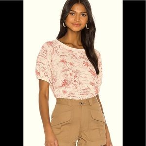 THE GREAT Red Palm puff sleeve short sleeve sweatshirt.  RARE!  Size 3 or large